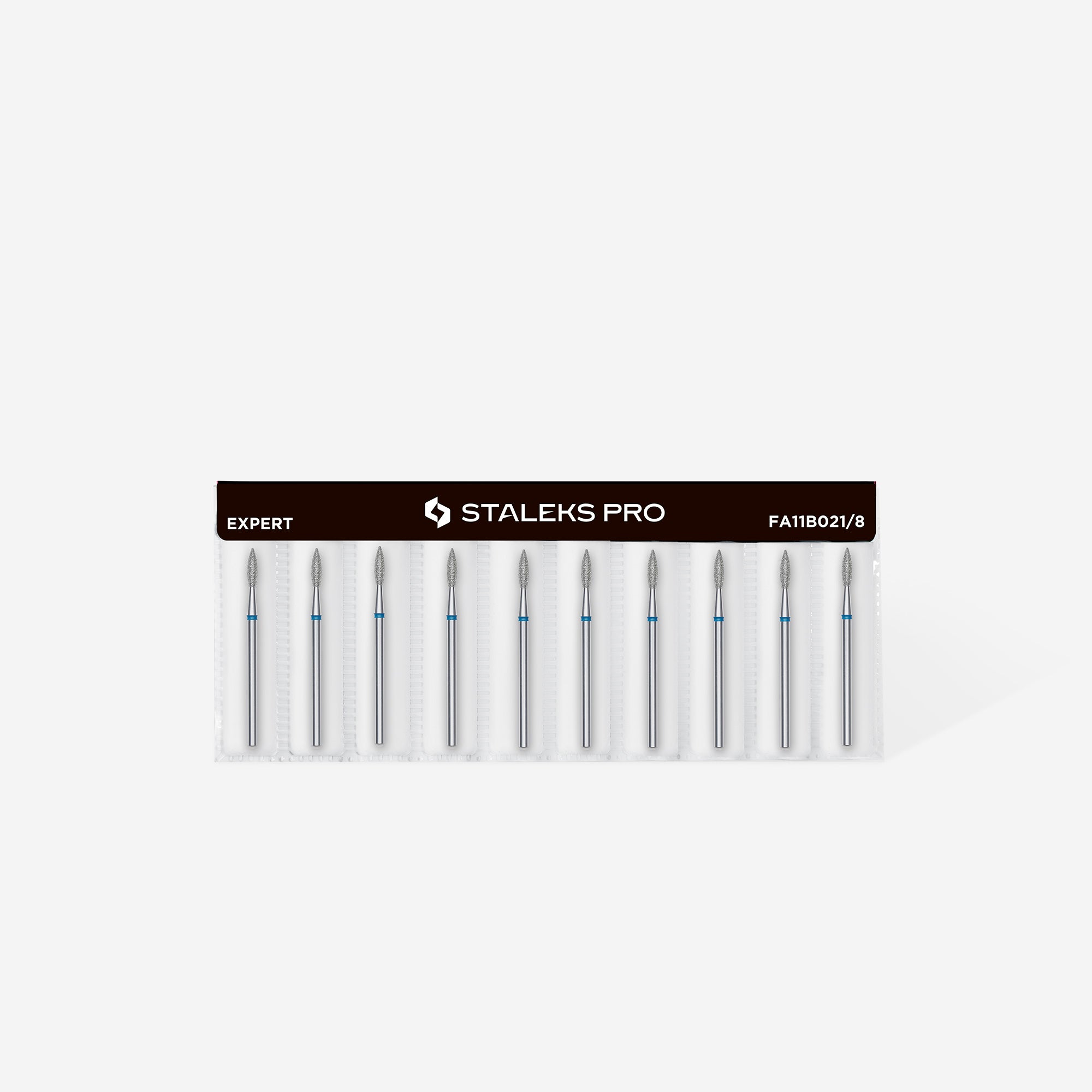 Diamond nail drill bit pointed flame blue EXPERT head diameter 2.1 mm / working part 8 mm