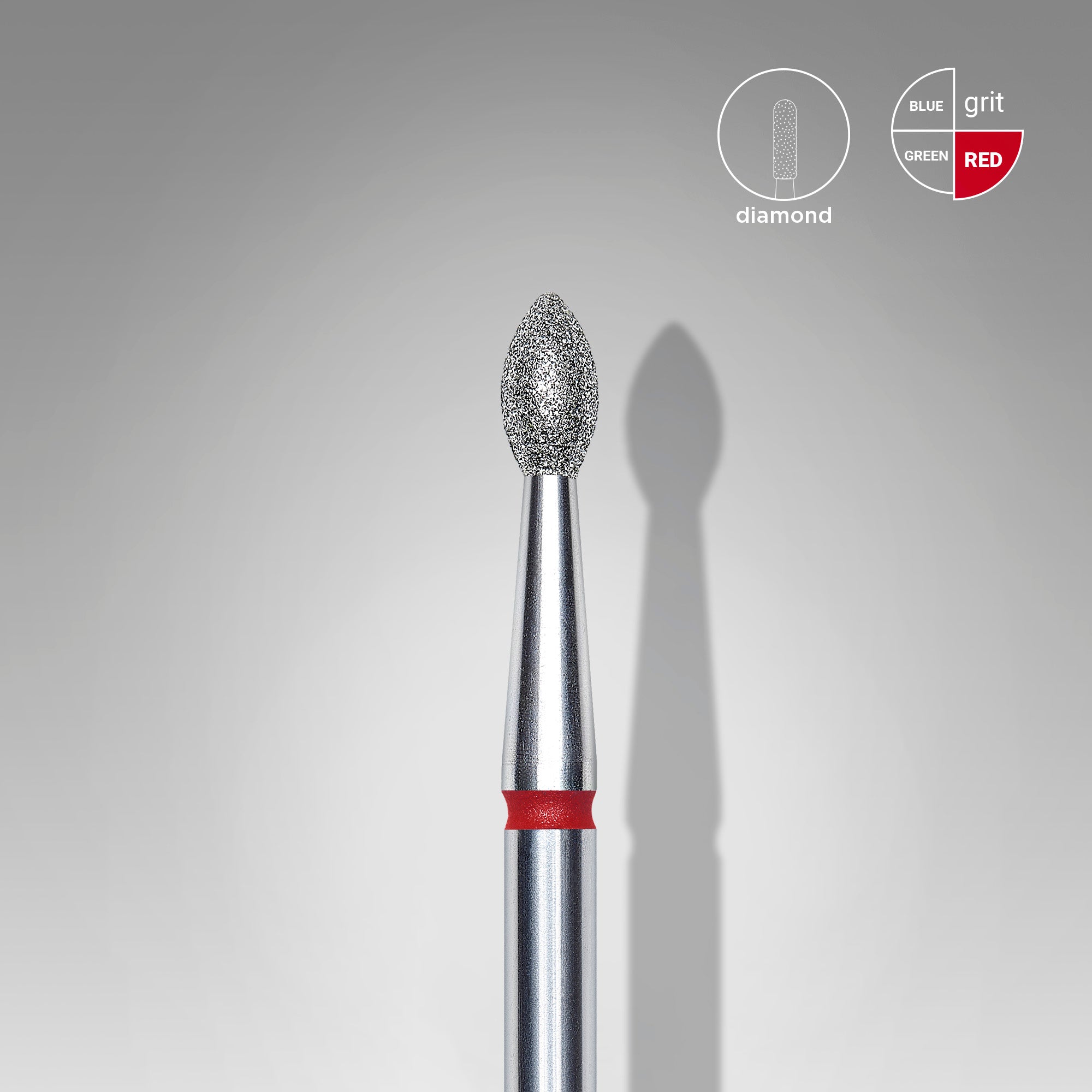 Diamond nail drill bit pointed bud red EXPERT head diameter 2.5 mm / working part 4.5 mm