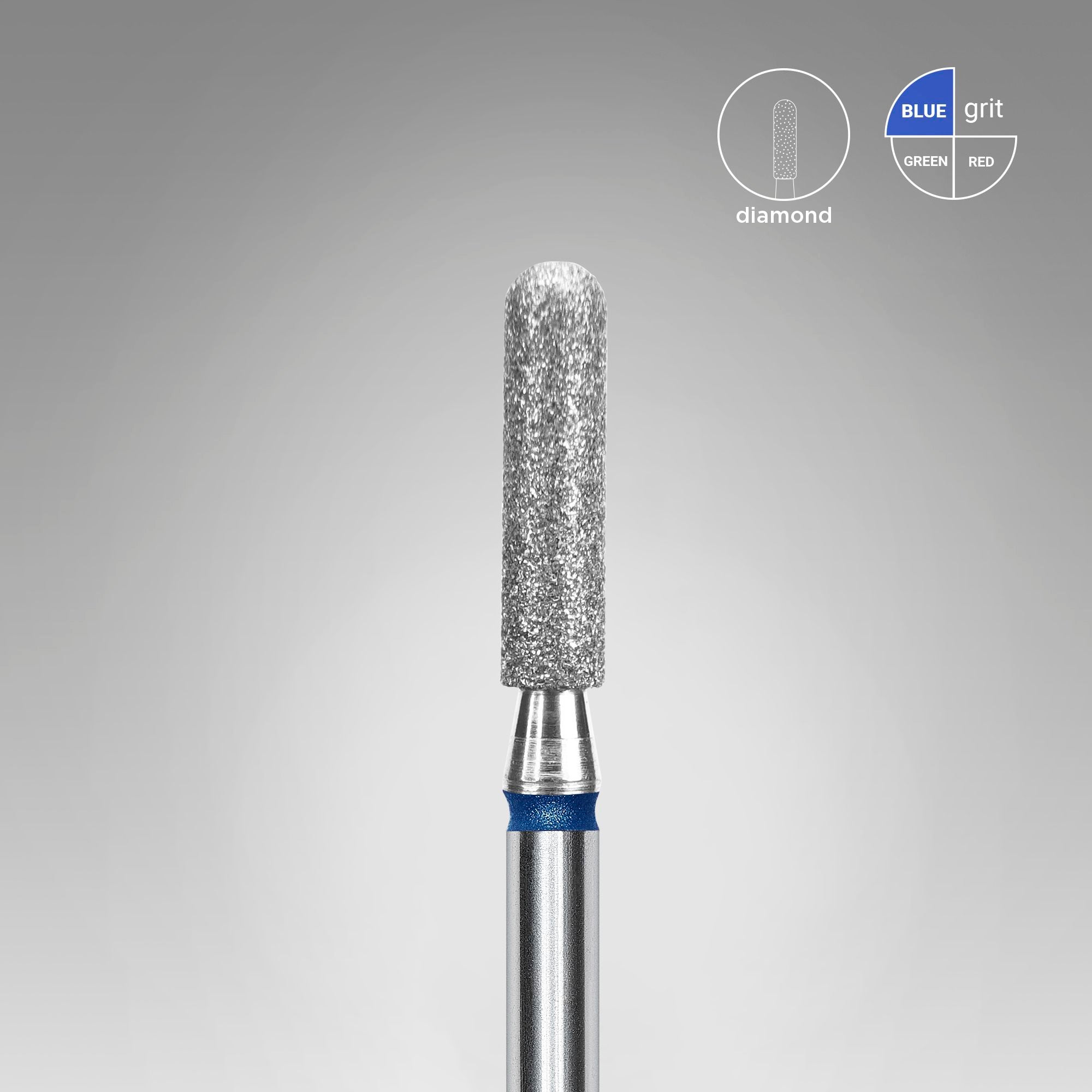 Diamond nail drill bit rounded cylinder blue EXPERT head diameter 2.5 mm / working part 10 mm