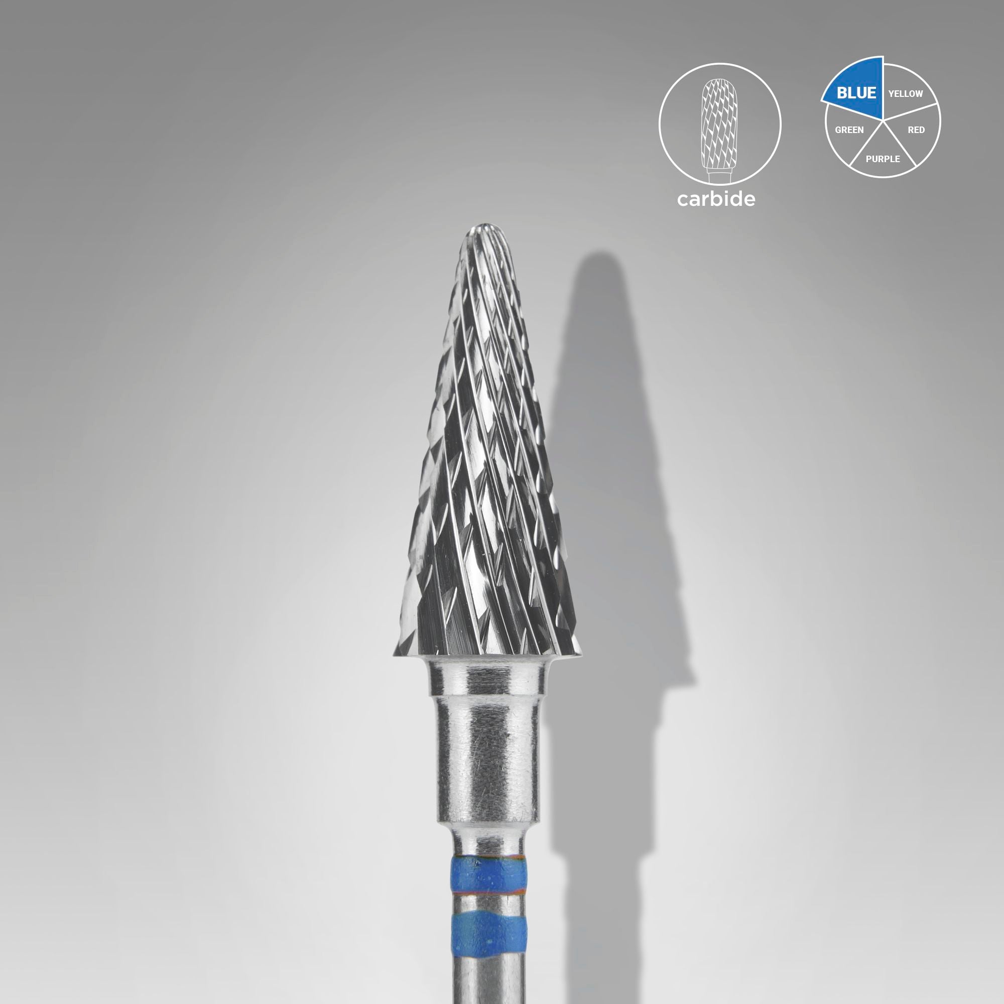 Carbide nail drill bit for left-handed users, cone blue EXPERT head diameter 6 mm / working part 14 mm
