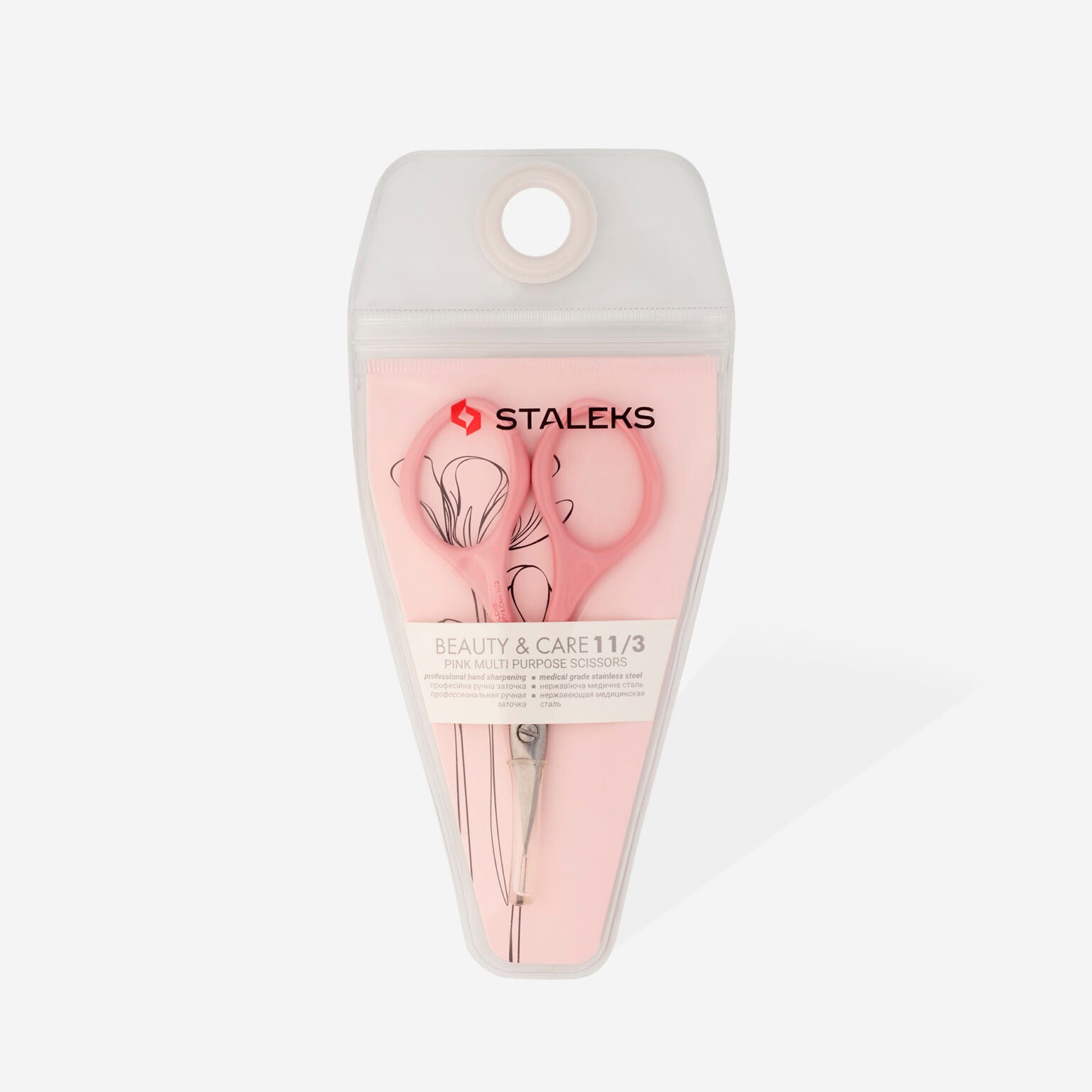Pink multipurpose scissors BEAUTY & CARE 11 TYPE 3