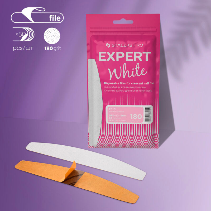 Disposable white files for crescent nail file EXPERT 42 180 grit (50 pcs)