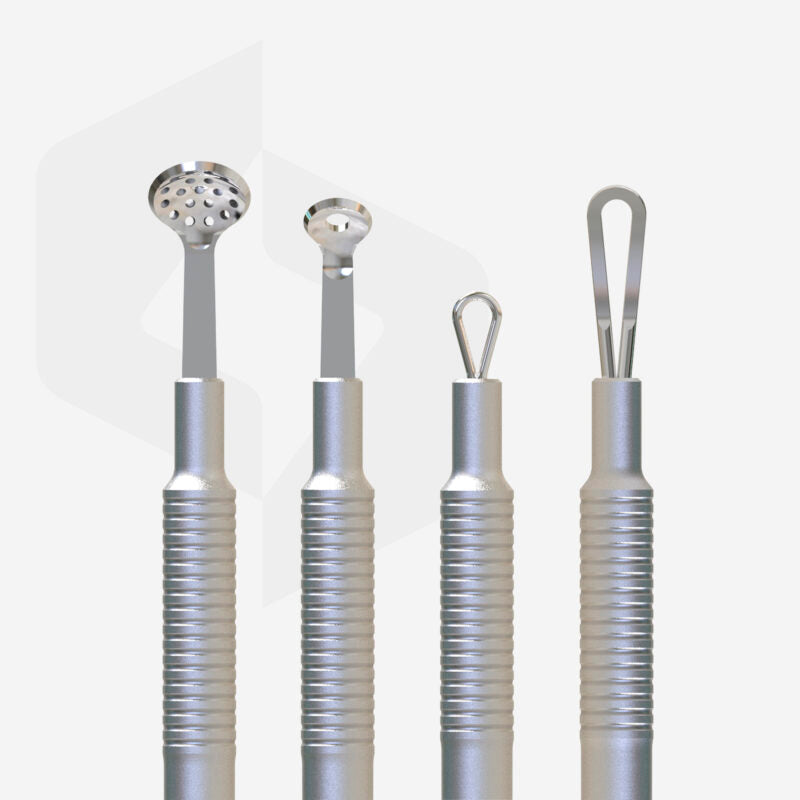 Cosmetology toolset “Clean Skin” BEAUTY & CARE 30 (Uno spoon, round tool with 19 holes and double-ended loop)