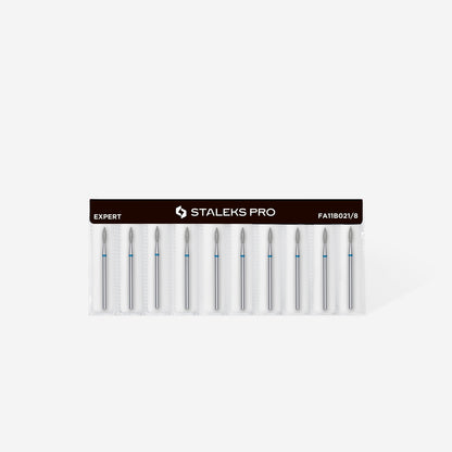 Diamond nail drill bit pointed flame blue EXPERT head diameter 2.1 mm / working part 8 mm