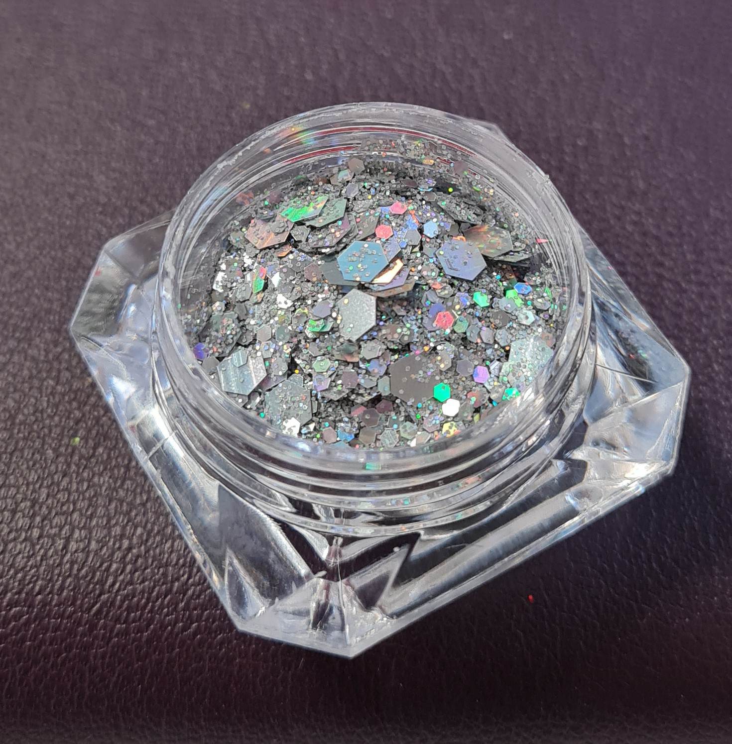 Premium Holographic Effect Glitter flakes, silver image 0