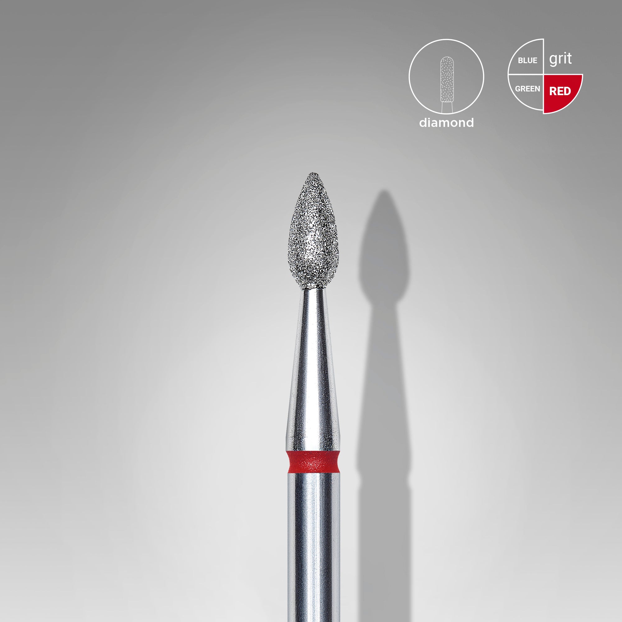 Diamond nail drill bit drop red EXPERT head diameter 2.3 mm / working part 5 mm