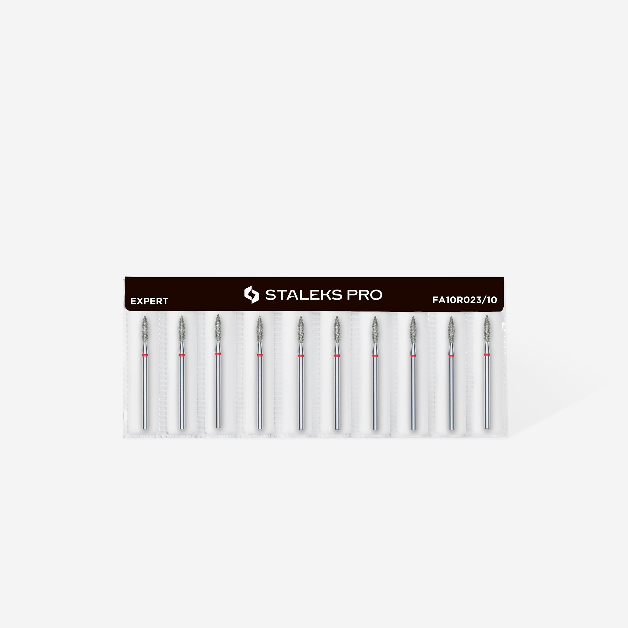 Diamond nail drill bit flame red EXPERT head diameter 2.3 mm / working part 10 mm