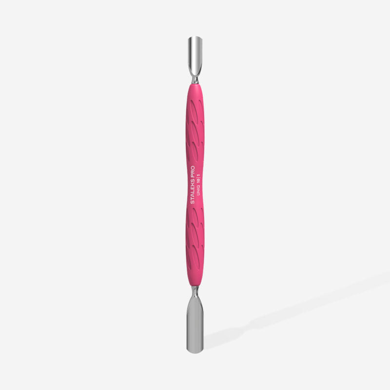 Manicure pusher Gummy with silicone handle UNIQ 10 TYPE 1 (rounded wide and rounded narrow pusher)