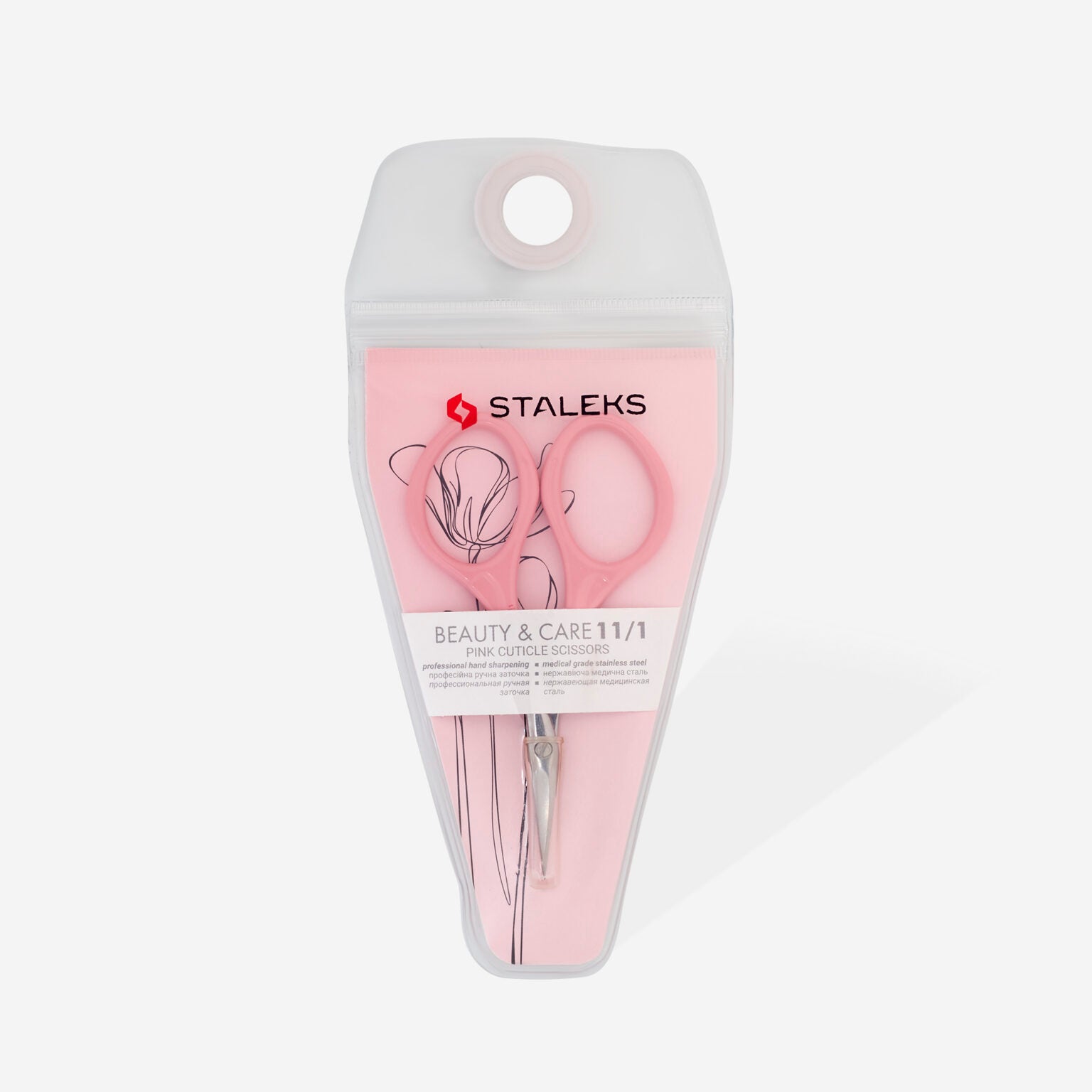 Pink cuticle scissors BEAUTY & CARE 11 TYPE 1